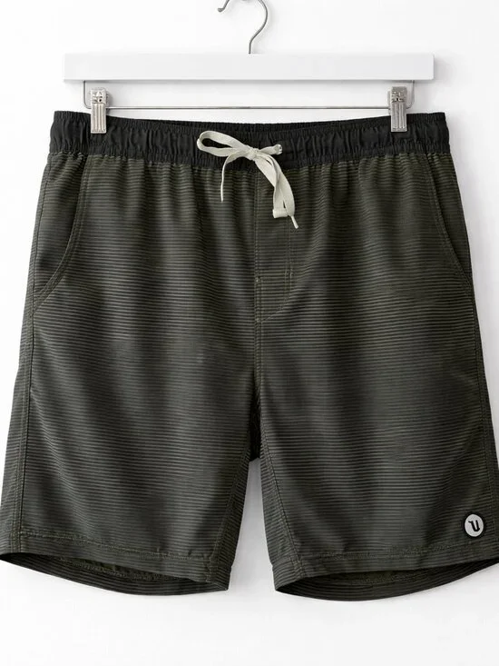 Vuori Kore Shorts Mens Large Olive Black Stripe 7.5” Inseam Lined Athletic Gym - Picture 1 of 6
